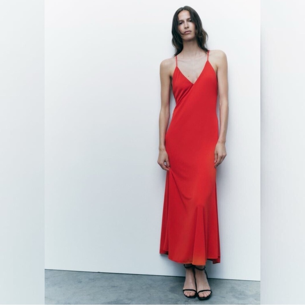 ZARA Strappy Back Slip Maxi Dress | Size S | NWOT - Picture 2 of 7
